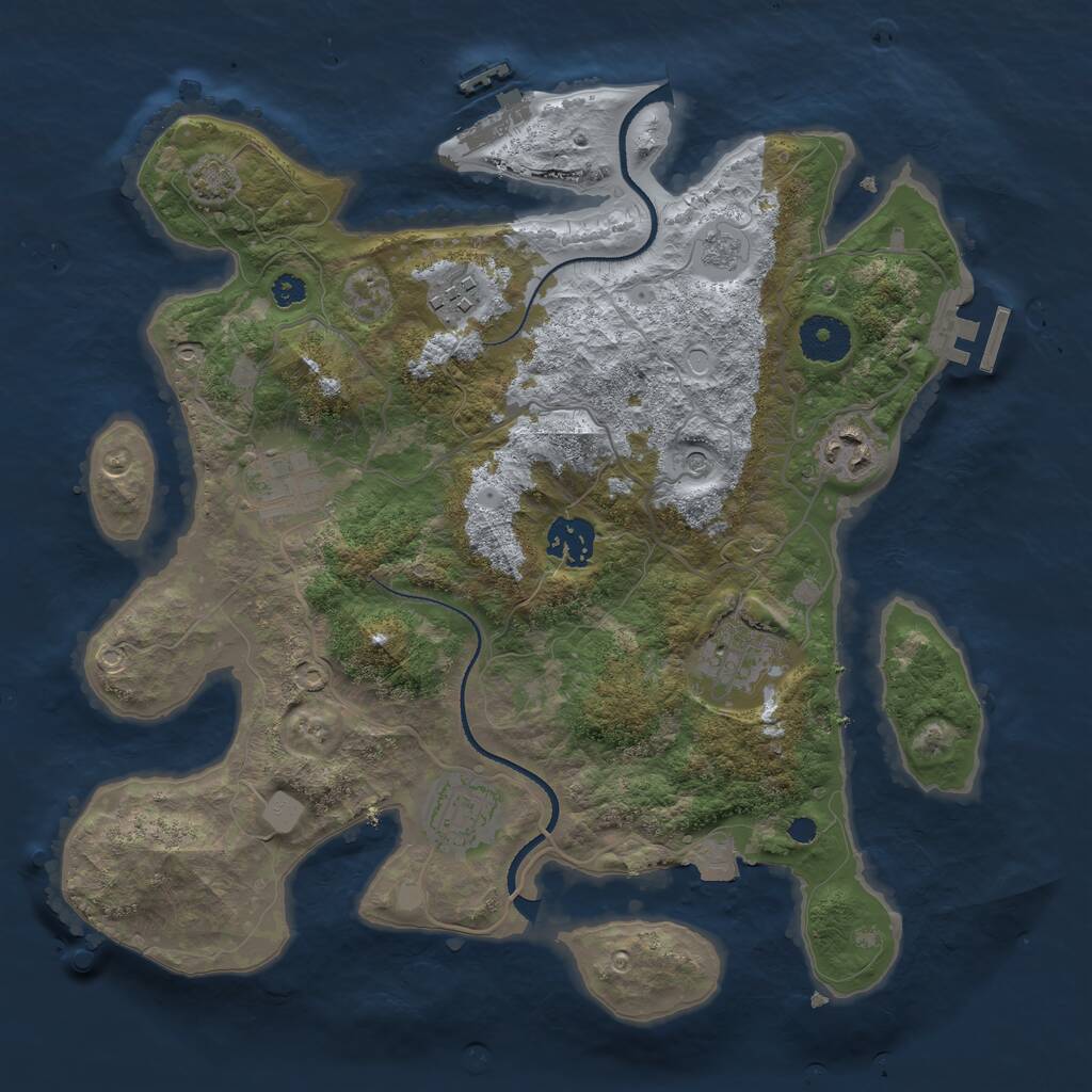 Rust Map: Procedural Map, Size: 3300, Seed: 390908530, 12 Monuments