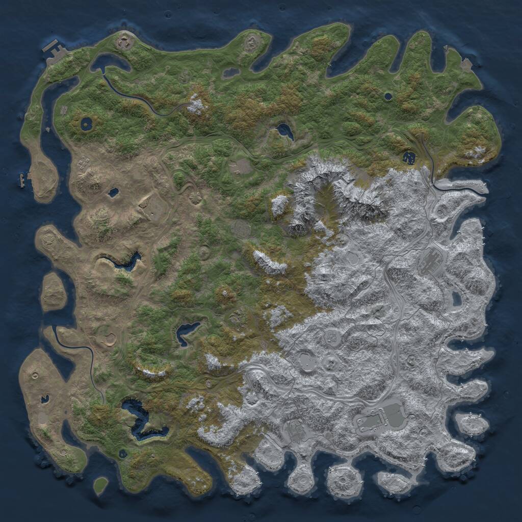 Rust Map: Procedural Map, Size: 6000, Seed: 56842258, 17 Monuments