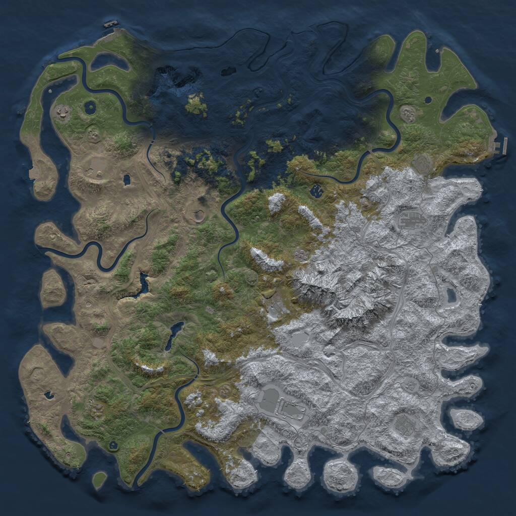 Rust Map: Procedural Map, Size: 6000, Seed: 56842258, 17 Monuments