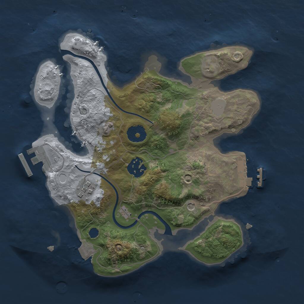 Rust Map: Procedural Map, Size: 2500, Seed: 2072251731, 6 Monuments