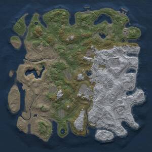 Thumbnail Rust Map: Procedural Map, Size: 4500, Seed: 54825621, 16 Monuments