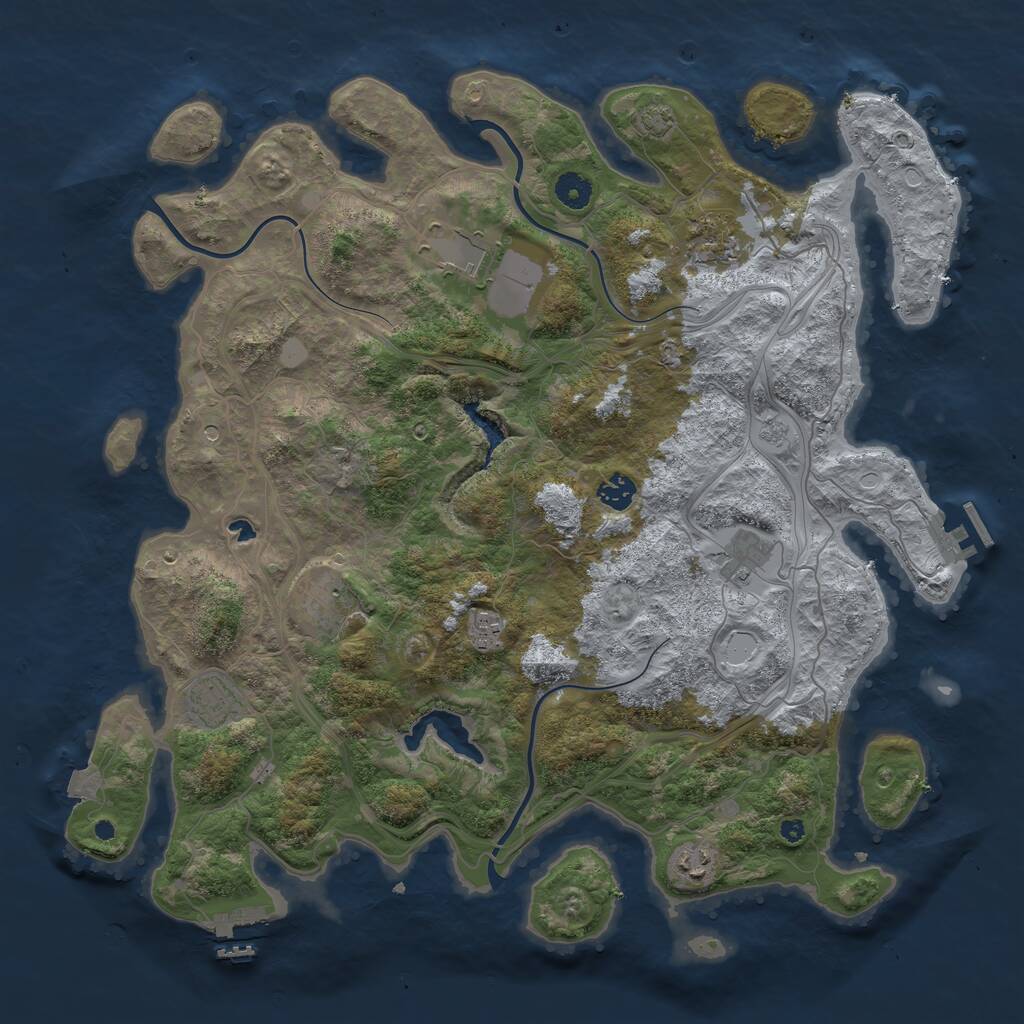 Rust Map: Procedural Map, Size: 4250, Seed: 425843788, 14 Monuments