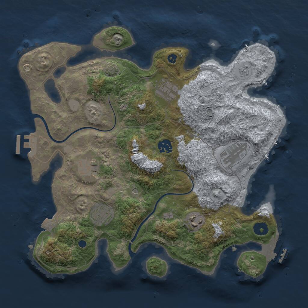 Rust Map: Procedural Map, Size: 3250, Seed: 1089023530, 12 Monuments