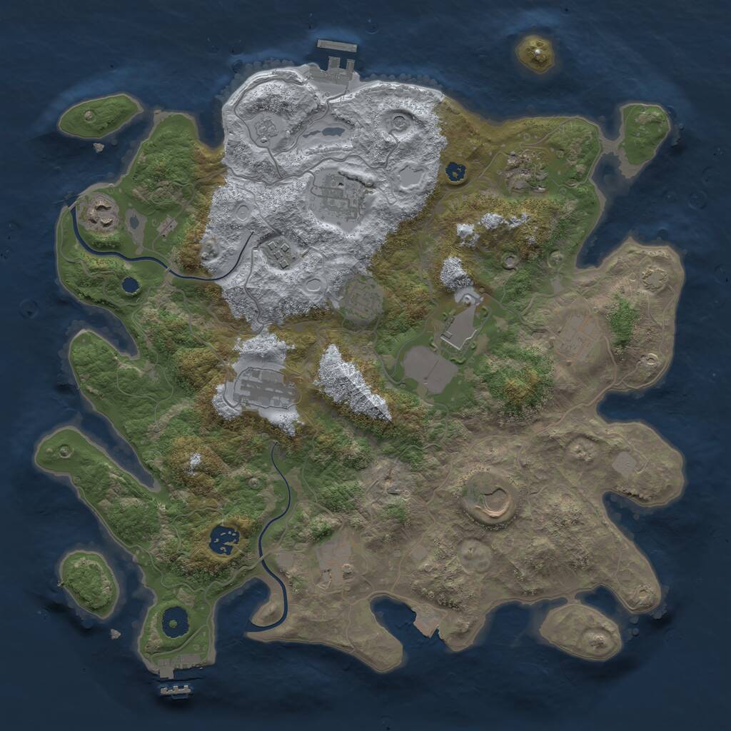 Rust Map: Procedural Map, Size: 3750, Seed: 1160786550, 17 Monuments