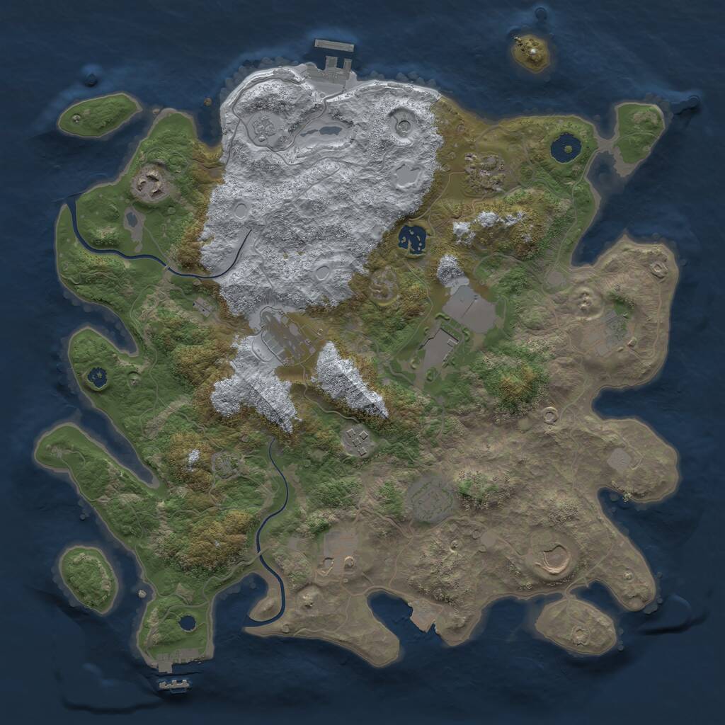Rust Map: Procedural Map, Size: 3750, Seed: 1160786550, 16 Monuments