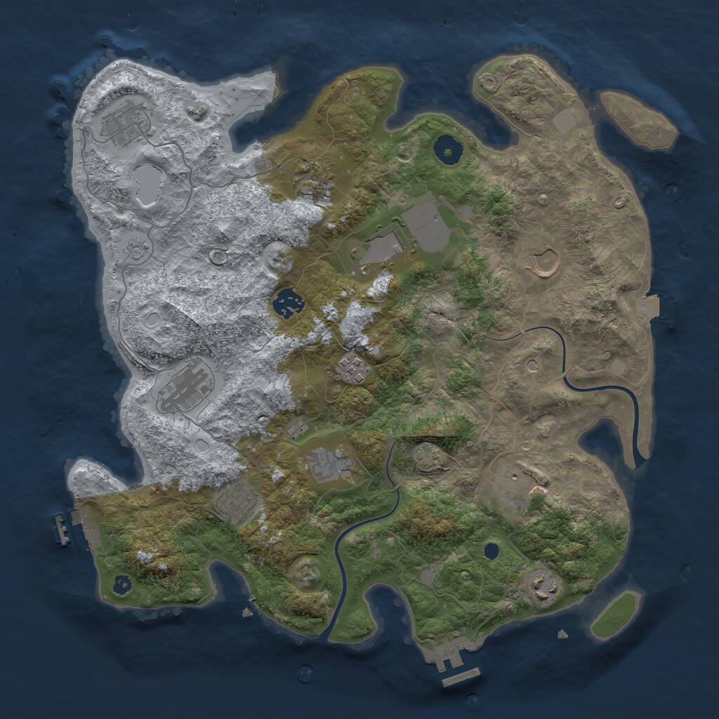 Rust Map: Procedural Map, Size: 3750, Seed: 1329133183, 17 Monuments