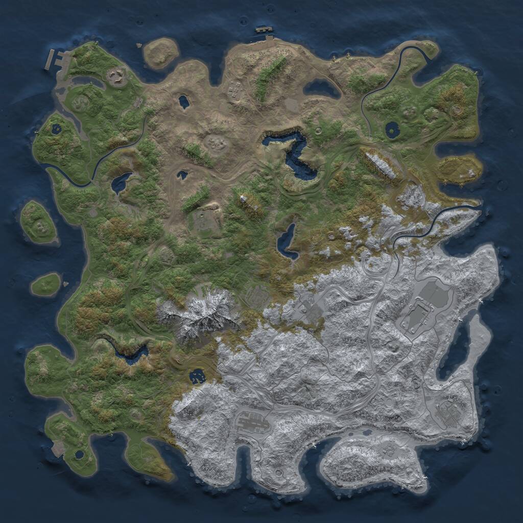 Rust Map: Procedural Map, Size: 5000, Seed: 50200, 16 Monuments
