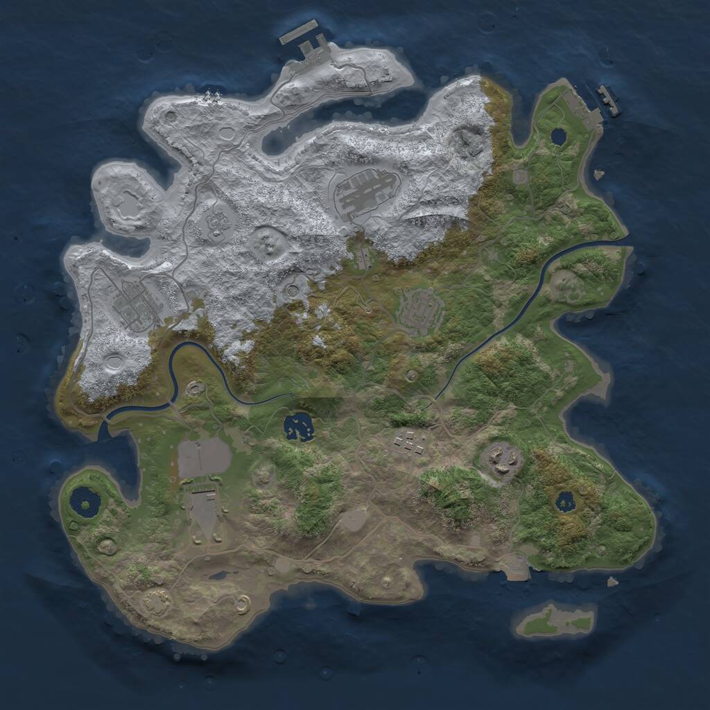 Rust Map: Procedural Map, Size: 3500, Seed: 1462320594, 13 Monuments