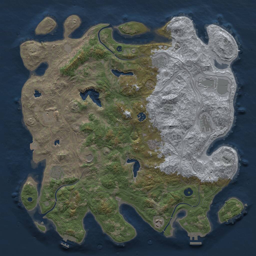 Rust Map: Procedural Map, Size: 4500, Seed: 1288537081, 16 Monuments
