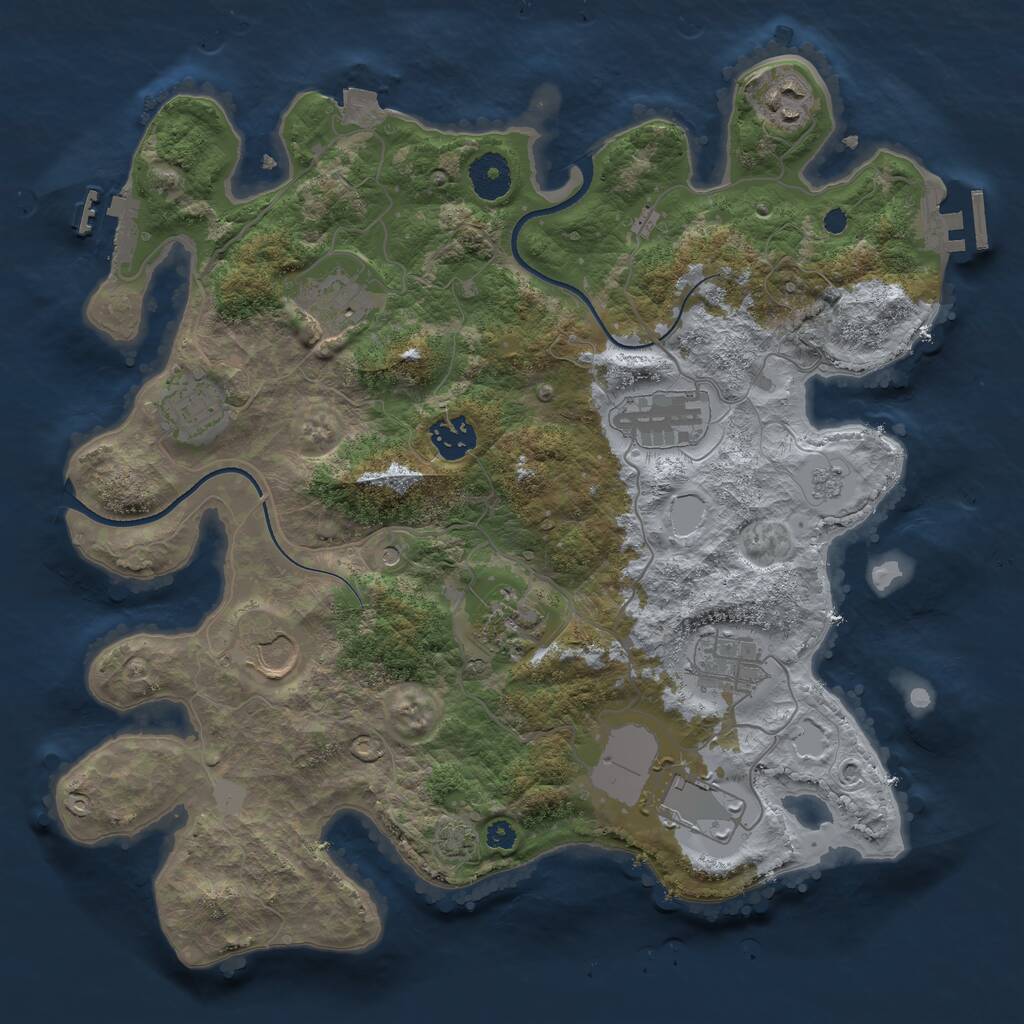 Rust Map: Procedural Map, Size: 3500, Seed: 420038892, 15 Monuments