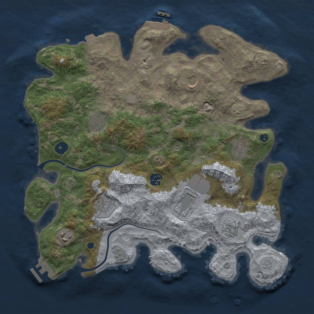 Rust Map: Procedural Map, Size: 3800, Seed: 321549384, 15 Monuments