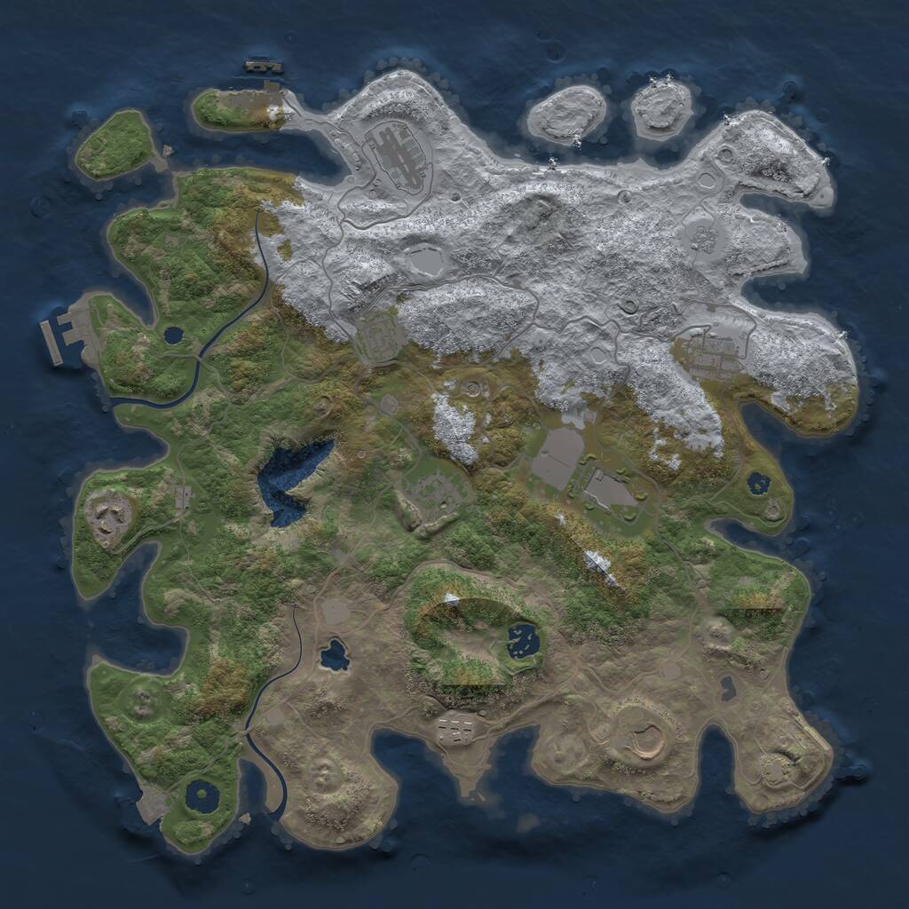 Rust Map: Procedural Map, Size: 4000, Seed: 21999, 15 Monuments