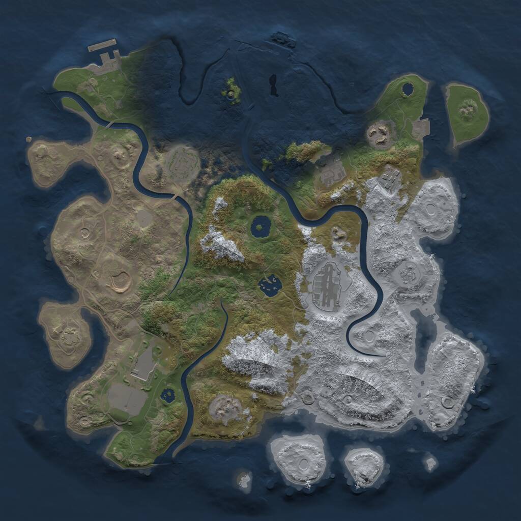 Rust Map: Procedural Map, Size: 3650, Seed: 97623895, 14 Monuments