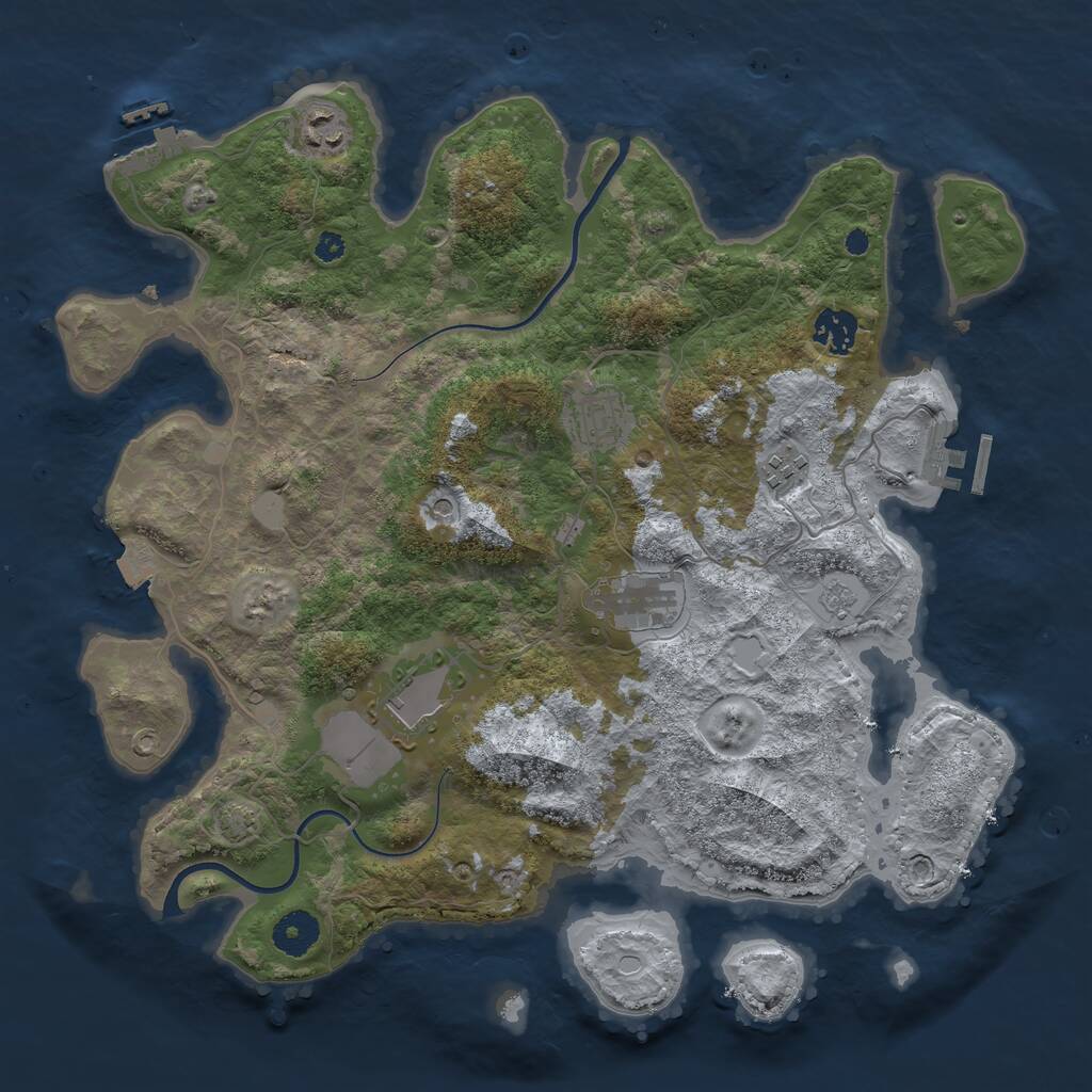 Rust Map: Procedural Map, Size: 3650, Seed: 97623895, 12 Monuments