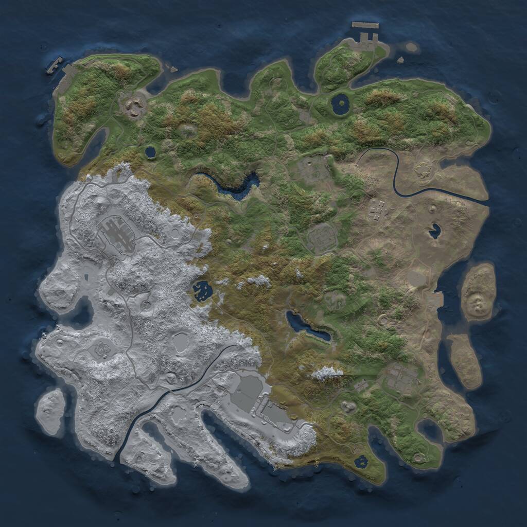 Rust Map: Procedural Map, Size: 4000, Seed: 869687655, 14 Monuments