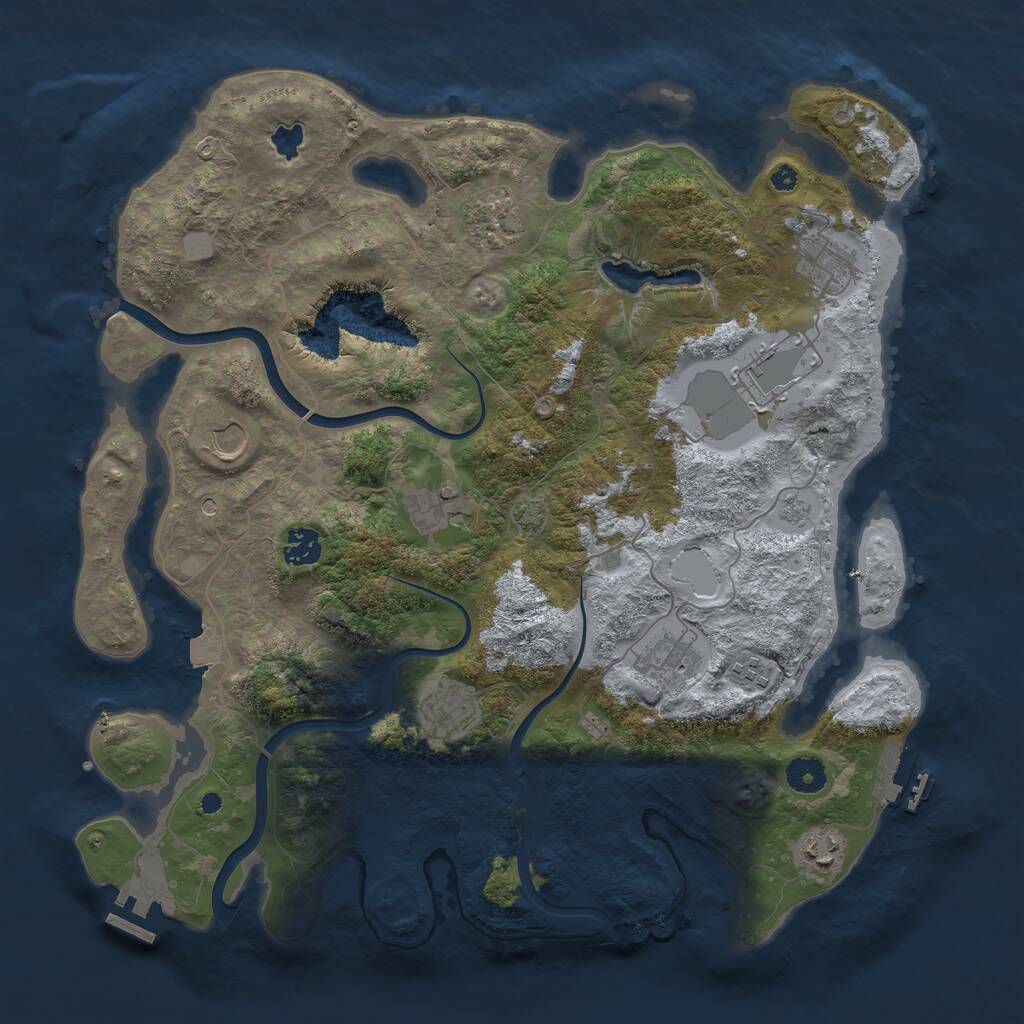 Rust Map: Procedural Map, Size: 4000, Seed: 312498734, 16 Monuments