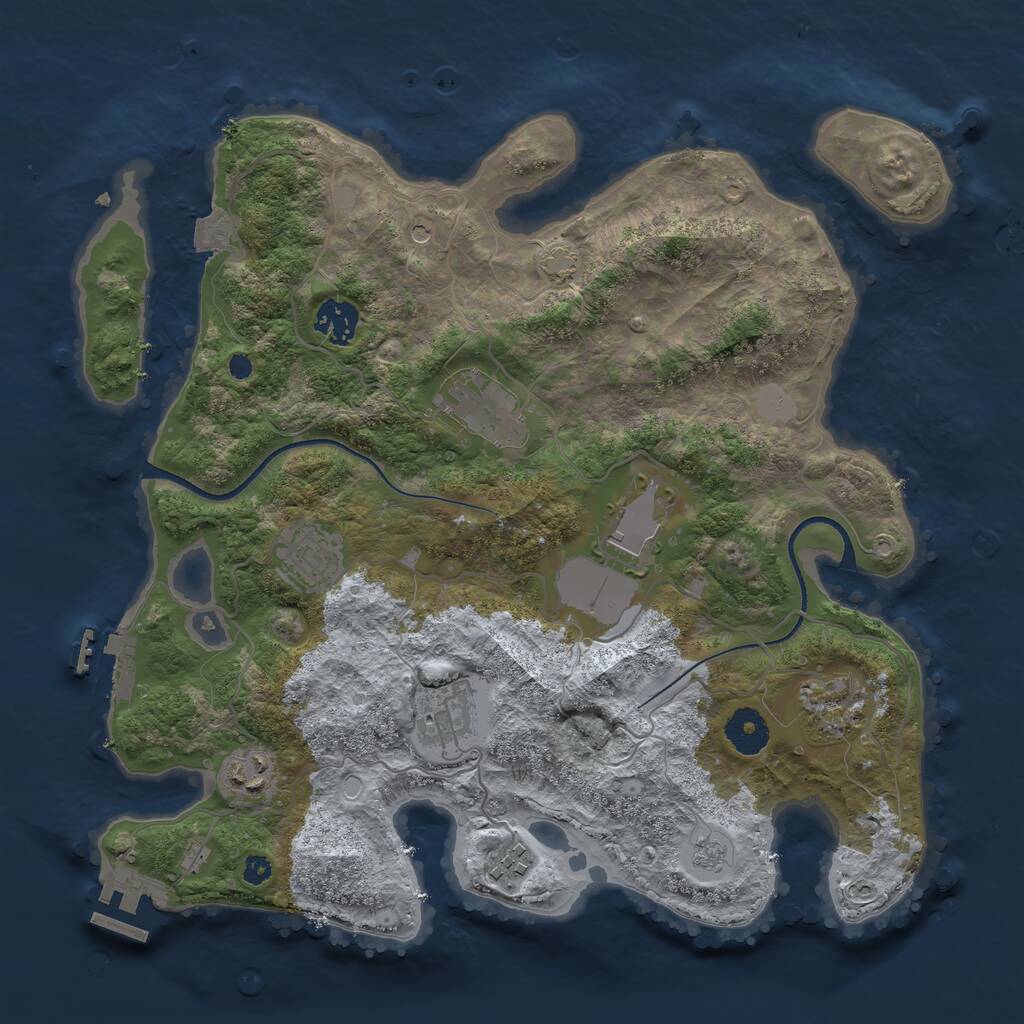 Rust Map: Procedural Map, Size: 3500, Seed: 705739555, 14 Monuments