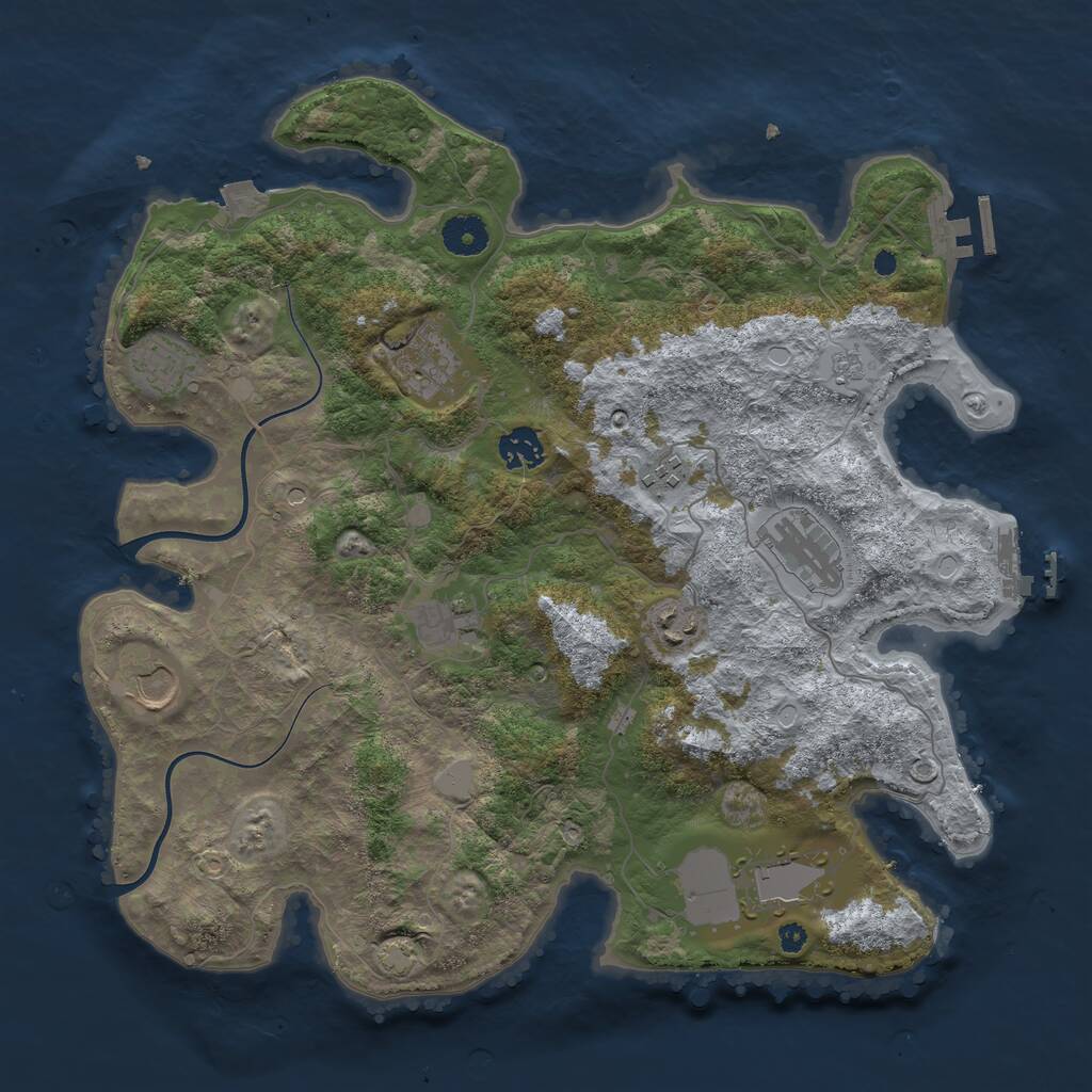 Rust Map: Procedural Map, Size: 3750, Seed: 687970041, 15 Monuments