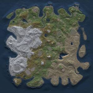 Thumbnail Rust Map: Procedural Map, Size: 4096, Seed: 1186328127, 15 Monuments