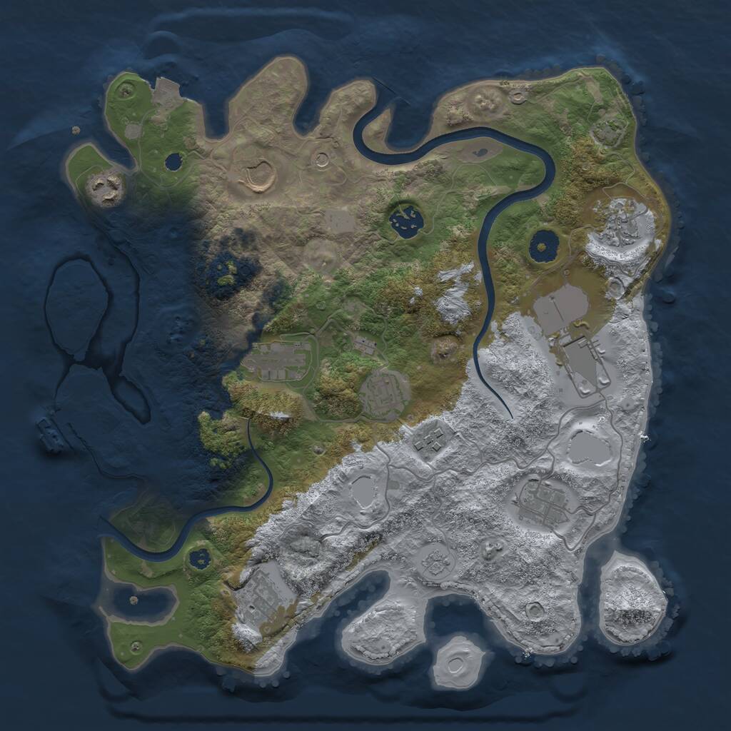 Rust Map: Procedural Map, Size: 3500, Seed: 229359039, 15 Monuments
