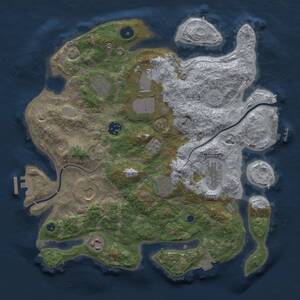 Thumbnail Rust Map: Procedural Map, Size: 3500, Seed: 1323772638, 14 Monuments