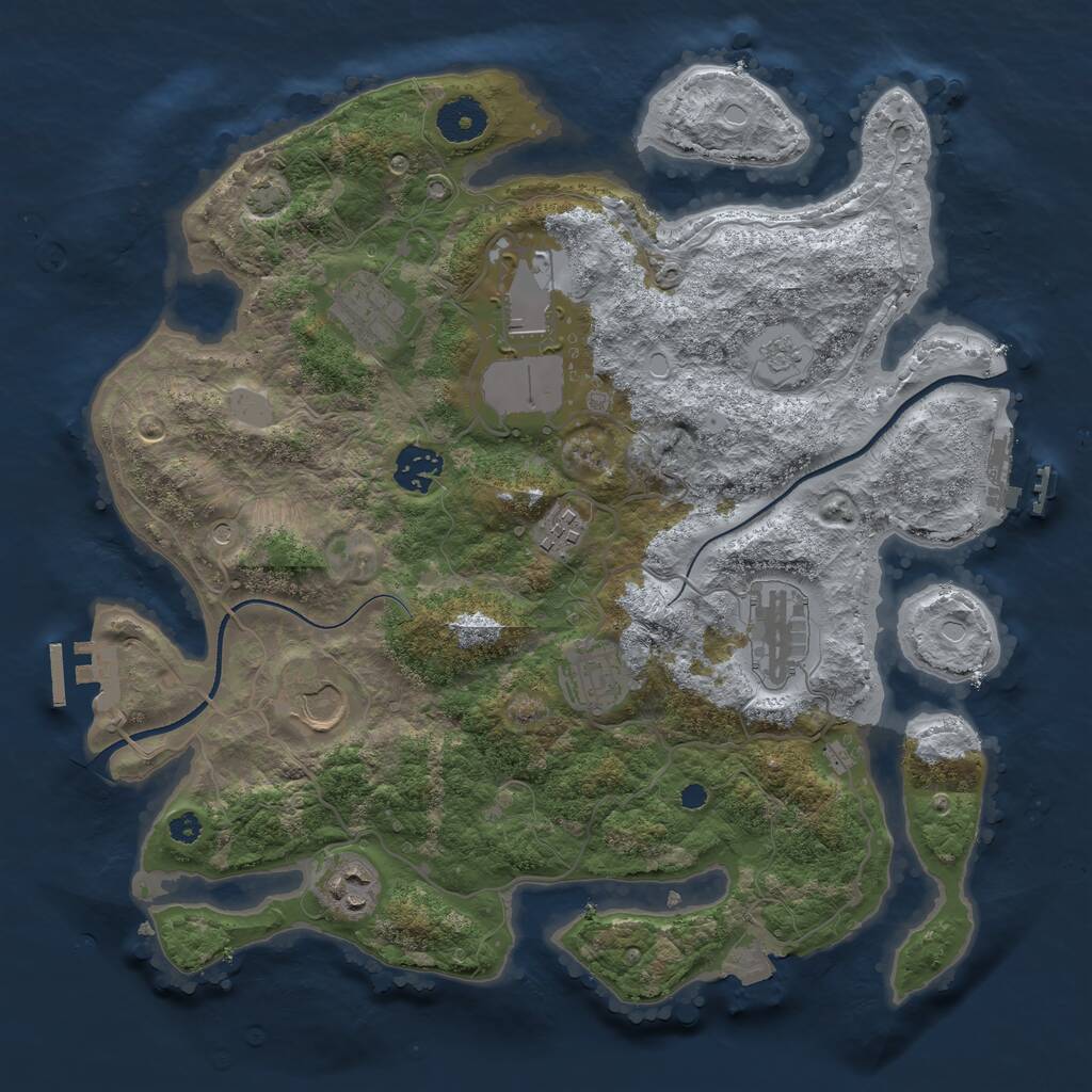 Rust Map: Procedural Map, Size: 3500, Seed: 1323772638, 14 Monuments