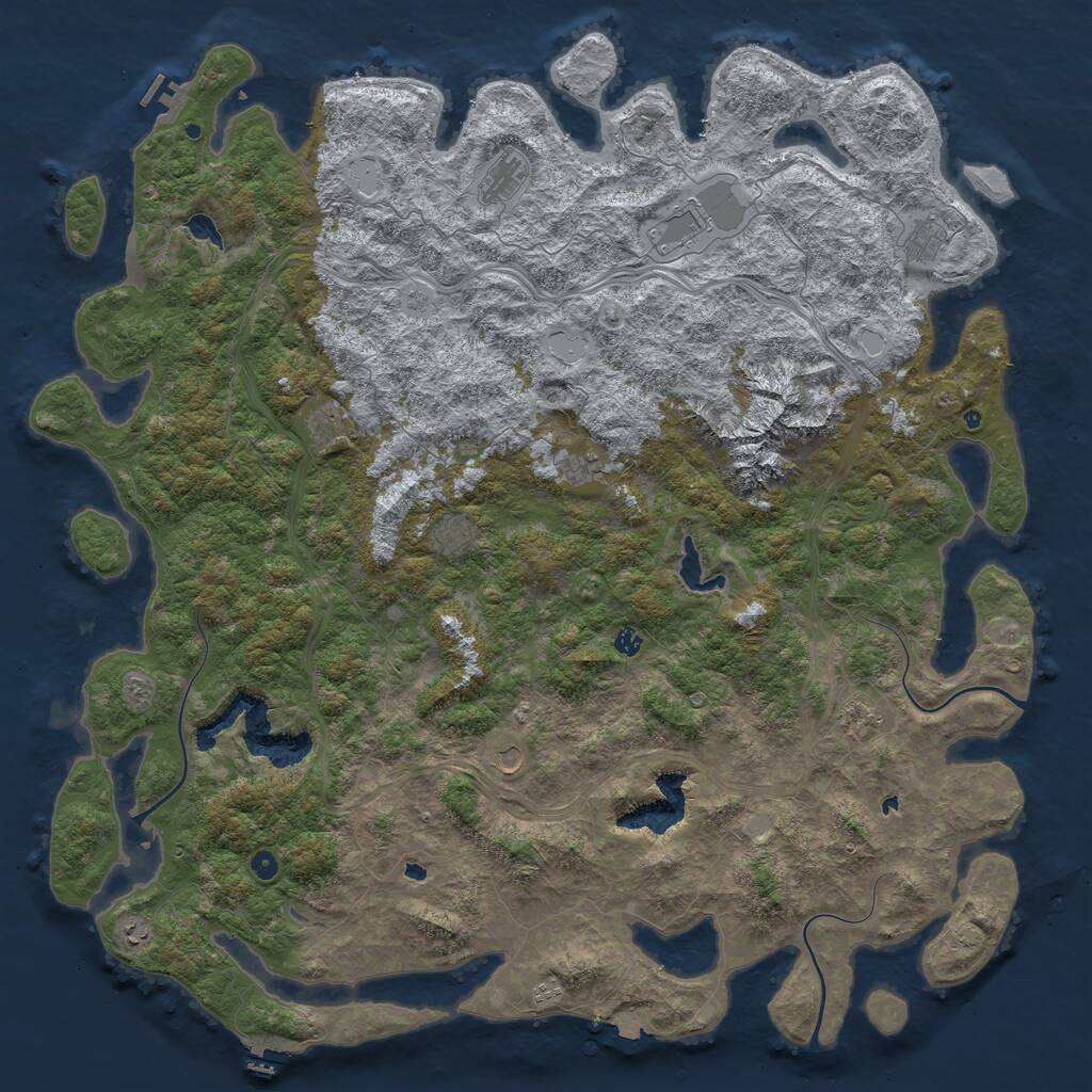 Rust Map: Procedural Map, Size: 6000, Seed: 2048396719, 17 Monuments