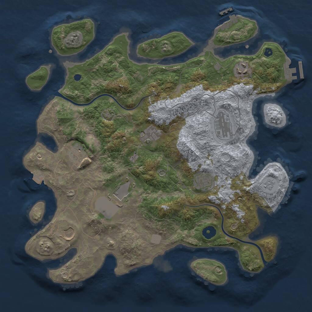 Rust Map: Procedural Map, Size: 3600, Seed: 1942053732, 13 Monuments