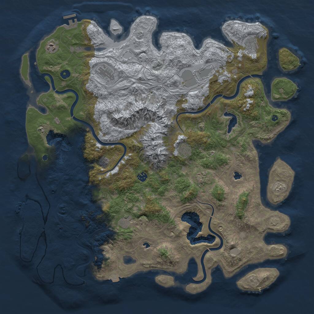 Rust Map: Procedural Map, Size: 5000, Seed: 645, 15 Monuments