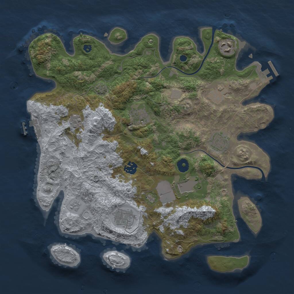 Rust Map: Procedural Map, Size: 3500, Seed: 1151380776, 13 Monuments
