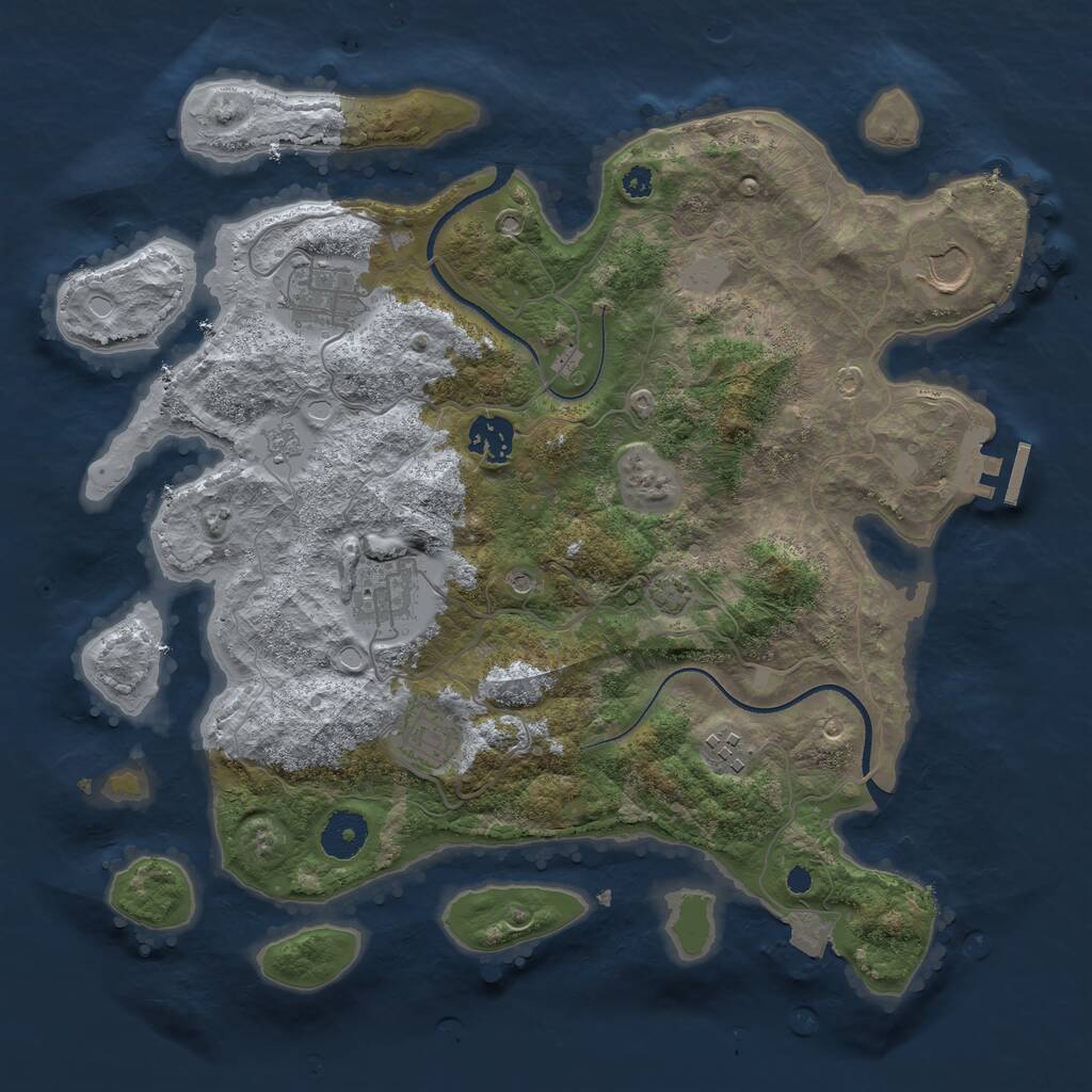 Rust Map: Procedural Map, Size: 3500, Seed: 1732139098, 11 Monuments