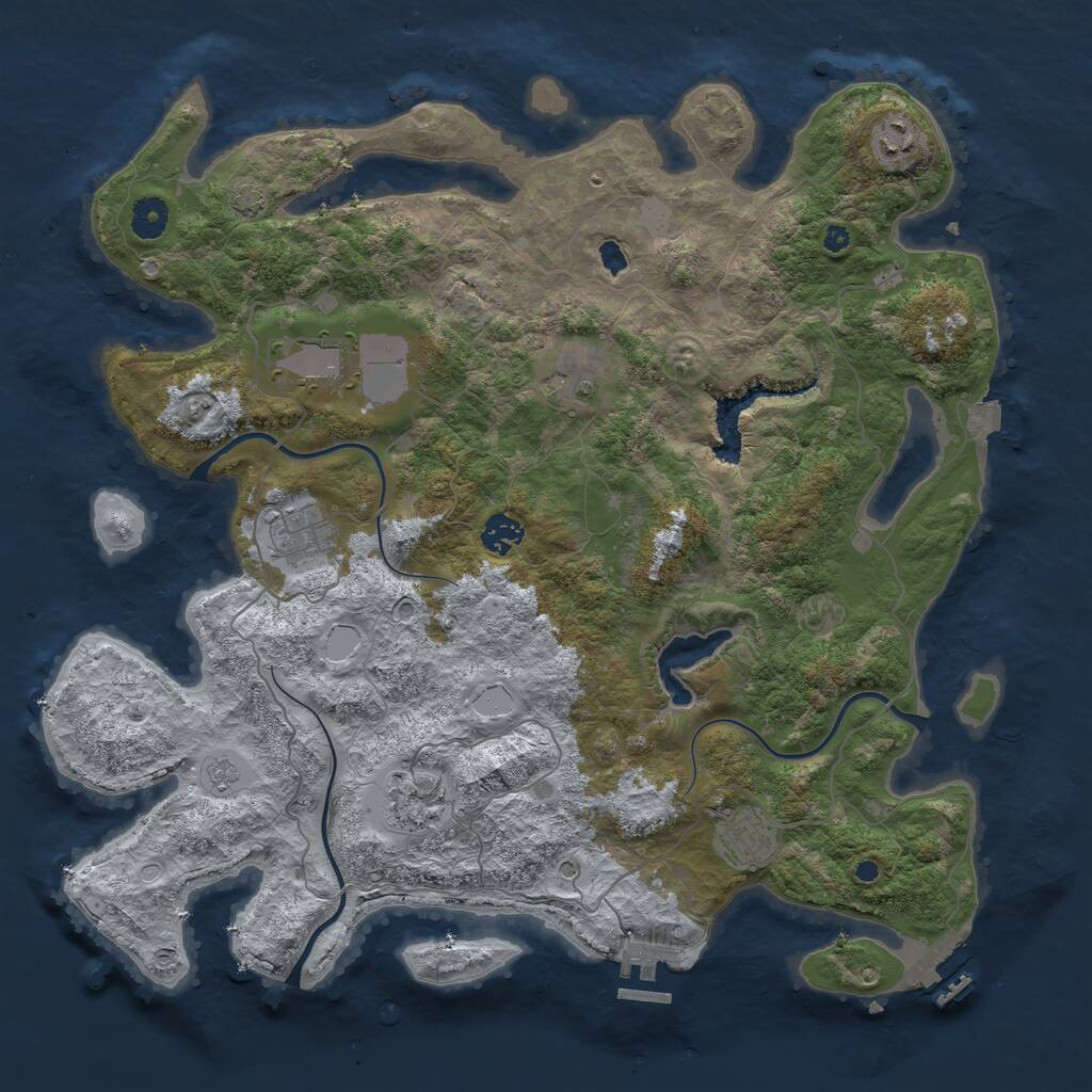 Rust Map: Procedural Map, Size: 4100, Seed: 1102473088, 13 Monuments