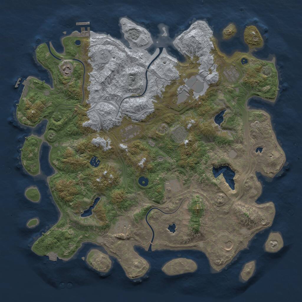 Rust Map: Procedural Map, Size: 4500, Seed: 25977987, 16 Monuments