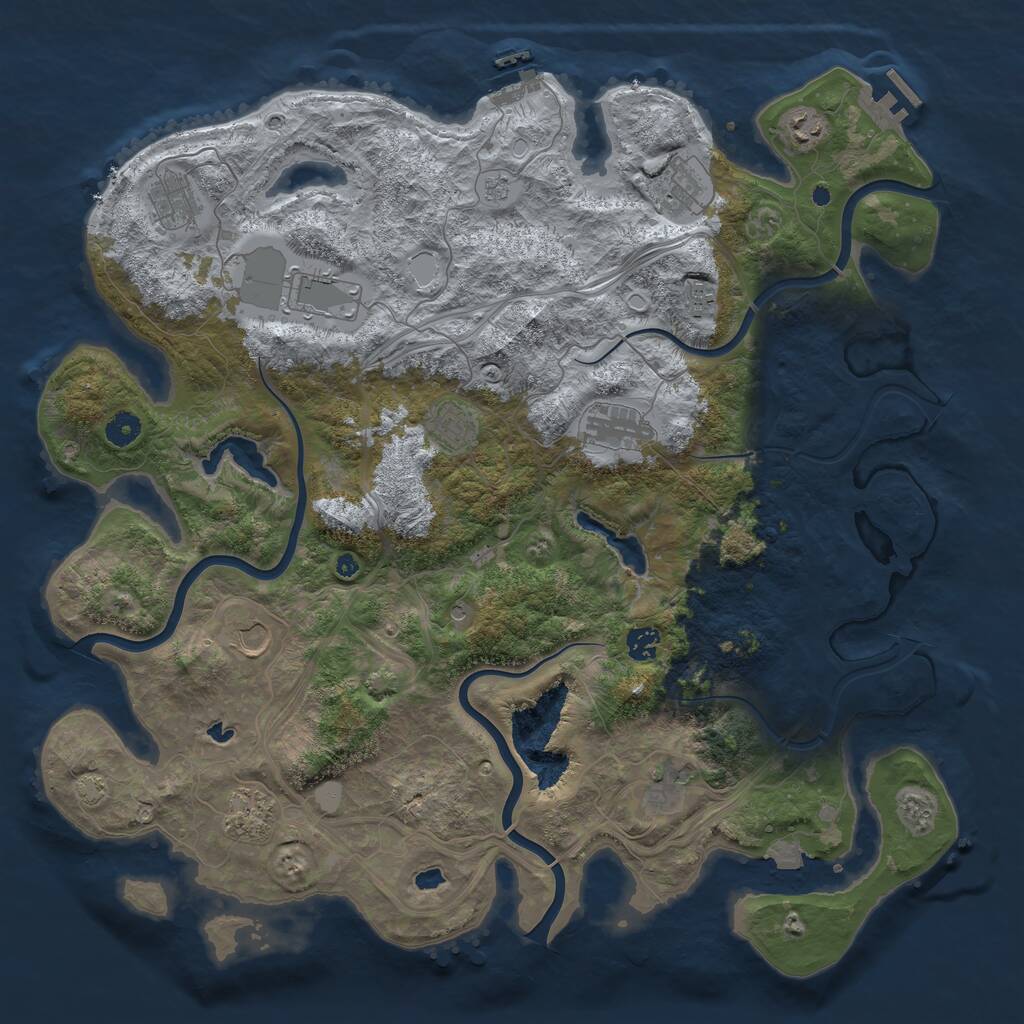 Rust Map: Procedural Map, Size: 4500, Seed: 1892381856, 17 Monuments