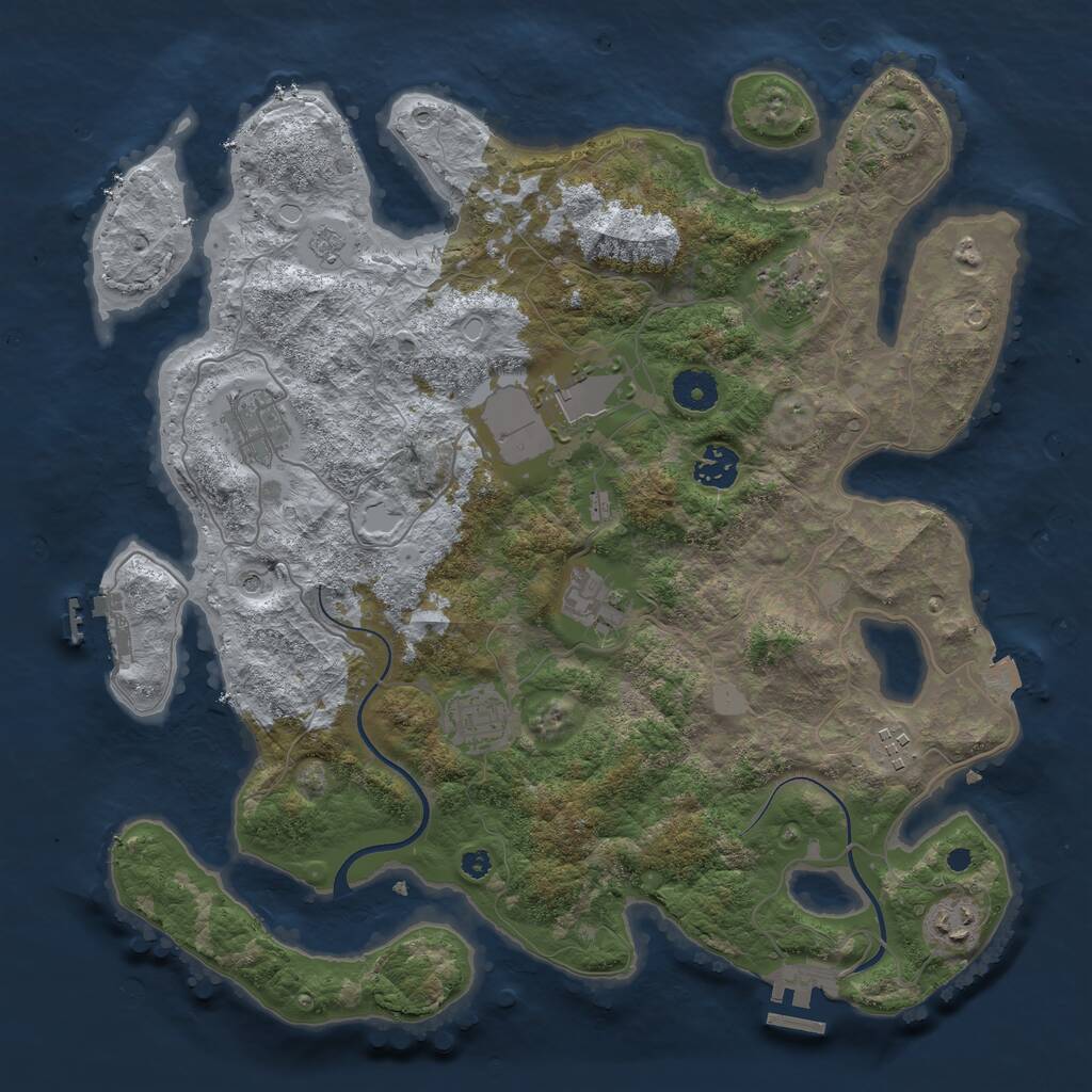 Rust Map: Procedural Map, Size: 3750, Seed: 1727257052, 14 Monuments