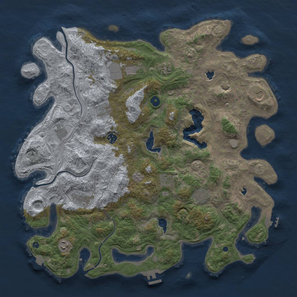 Rust Map: Procedural Map, Size: 4600, Seed: 77500001, 17 Monuments