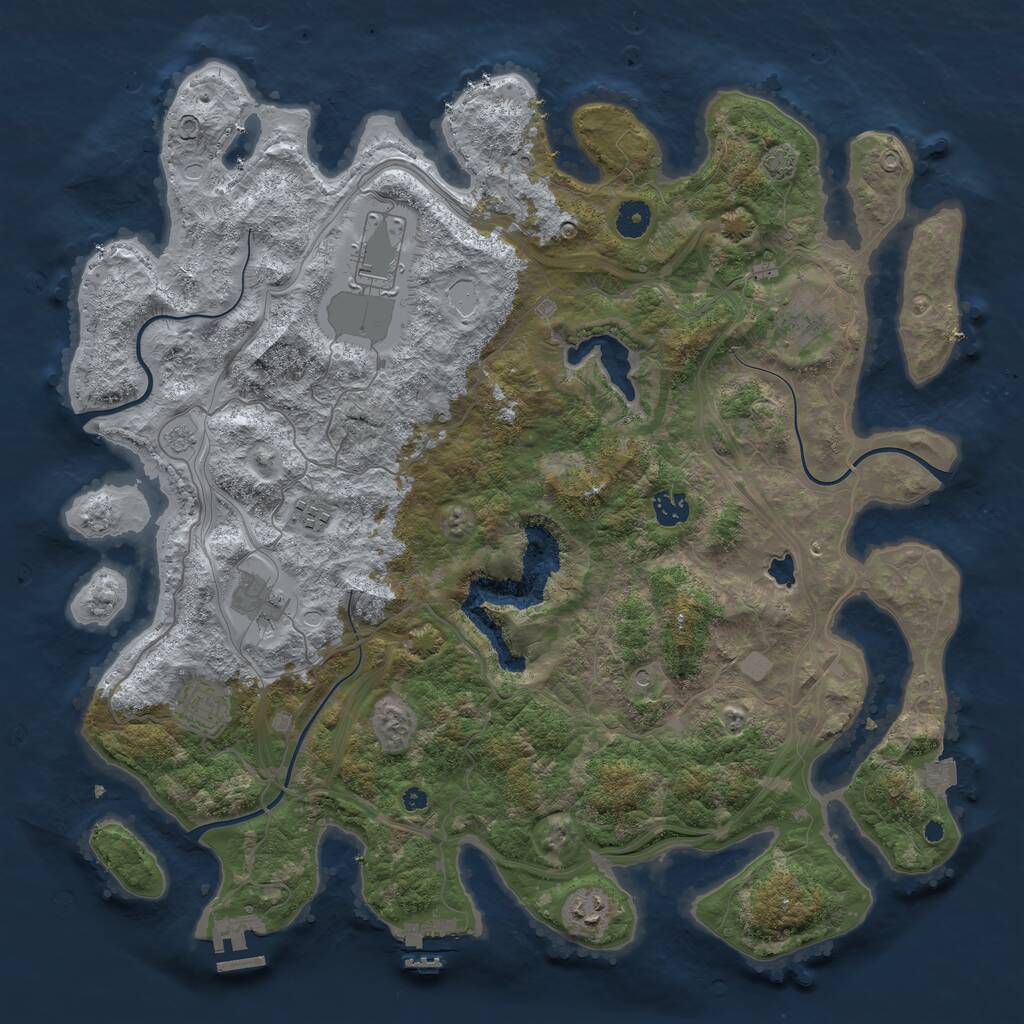 Rust Map: Procedural Map, Size: 4250, Seed: 463941647, 13 Monuments