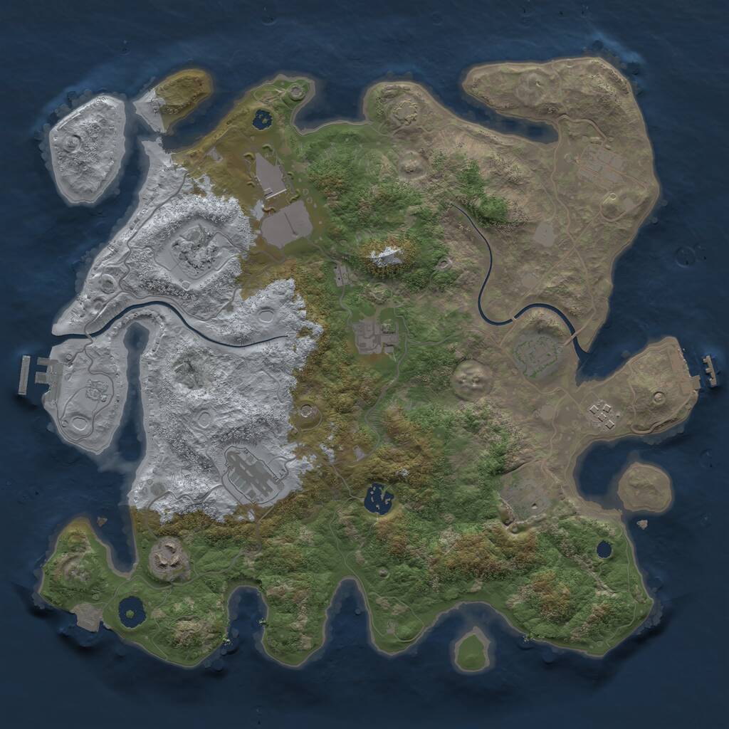 Rust Map: Procedural Map, Size: 3750, Seed: 767913354, 16 Monuments