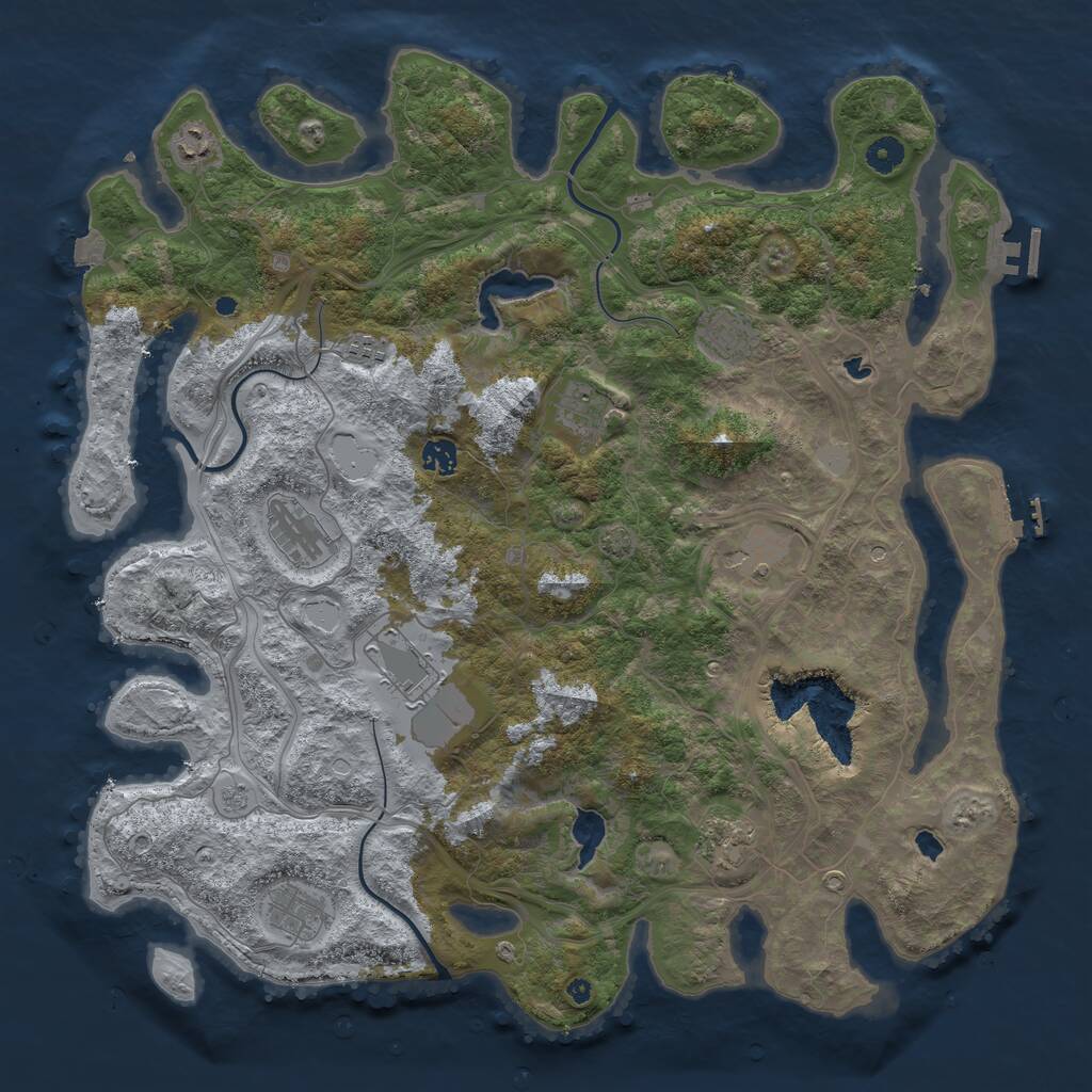 Rust Map: Procedural Map, Size: 4500, Seed: 561995250, 16 Monuments