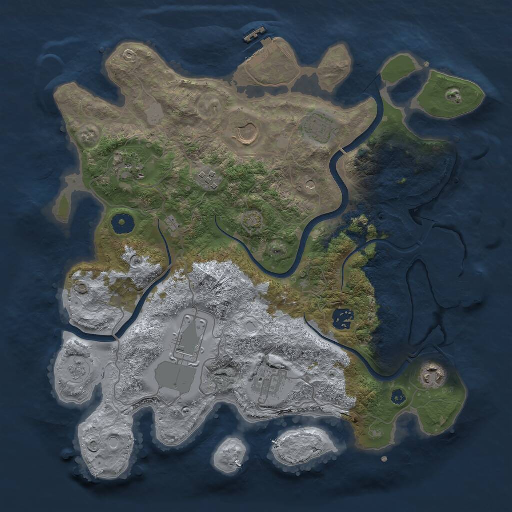 Rust Map: Procedural Map, Size: 3500, Seed: 1571638729, 14 Monuments