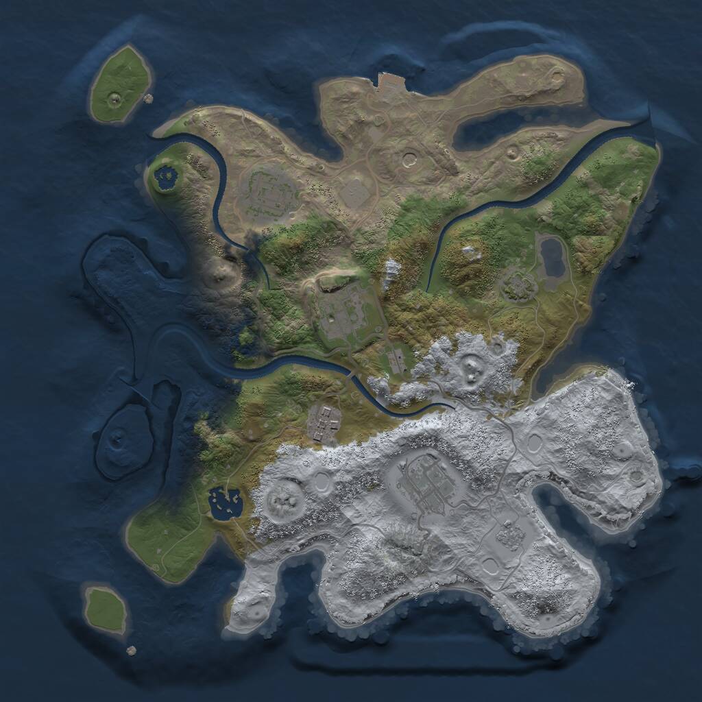 Rust Map: Procedural Map, Size: 3000, Seed: 32385, 9 Monuments