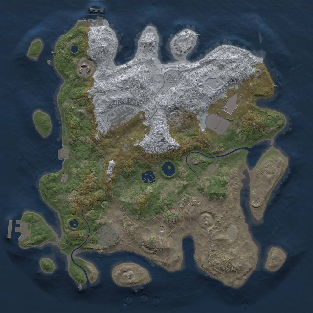 Rust Map: Procedural Map, Size: 3500, Seed: 1350613912, 12 Monuments