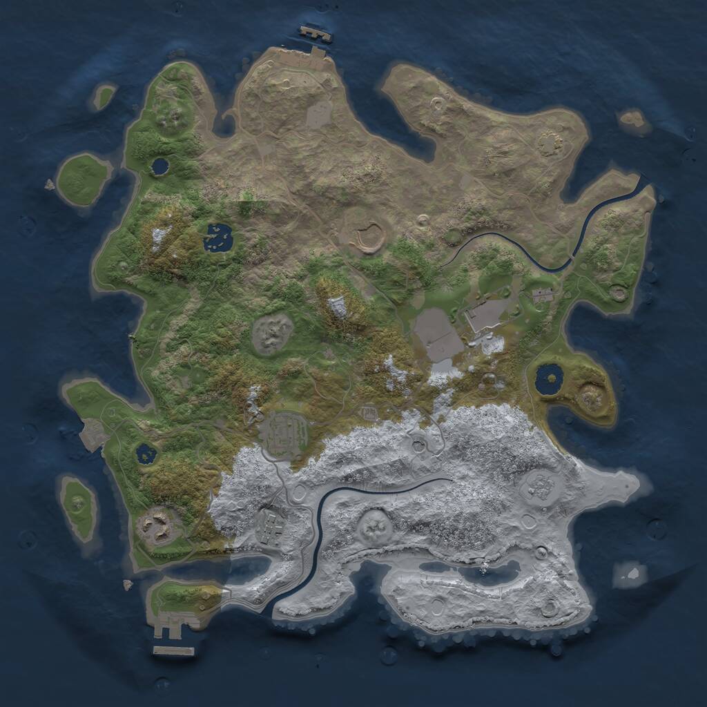 Rust Map: Procedural Map, Size: 3500, Seed: 1692510383, 12 Monuments