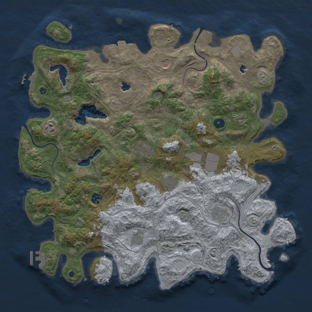 Rust Map: Procedural Map, Size: 4500, Seed: 1945124956, 16 Monuments