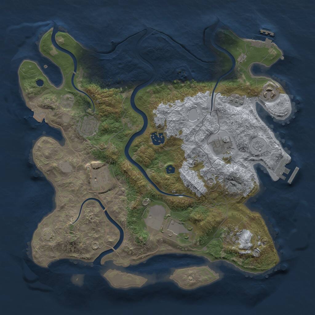 Rust Map: Procedural Map, Size: 3500, Seed: 622357646, 14 Monuments