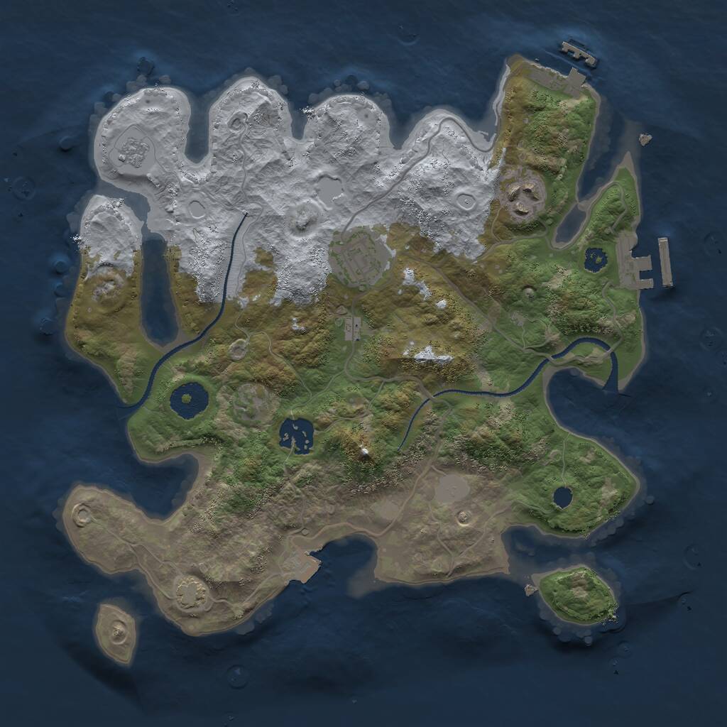 Rust Map: Procedural Map, Size: 3000, Seed: 620182937, 8 Monuments