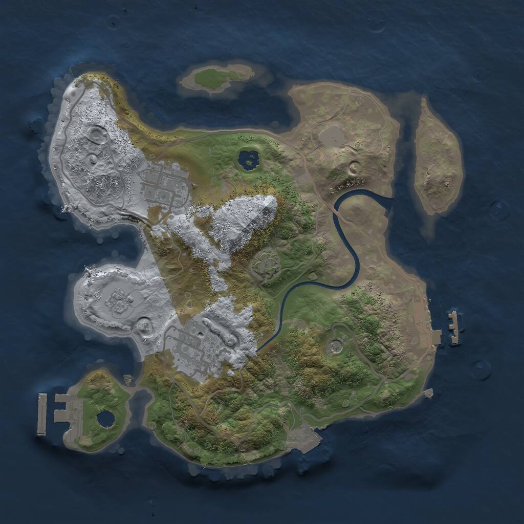 Rust Map: Procedural Map, Size: 2500, Seed: 1870551408, 8 Monuments