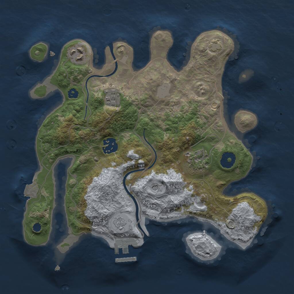 Rust Map: Procedural Map, Size: 2800, Seed: 476217911, 9 Monuments