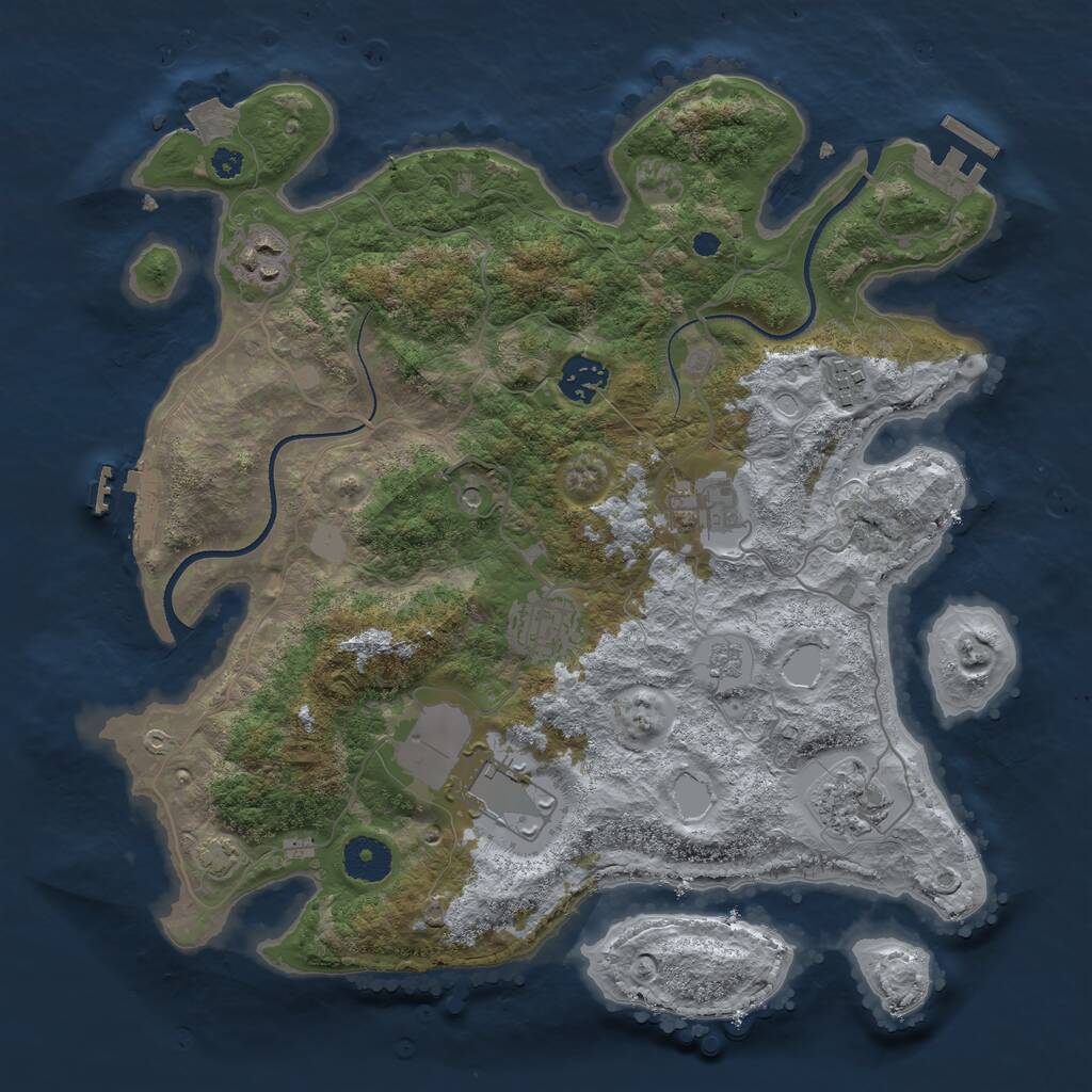 Rust Map: Procedural Map, Size: 3500, Seed: 367804108, 13 Monuments