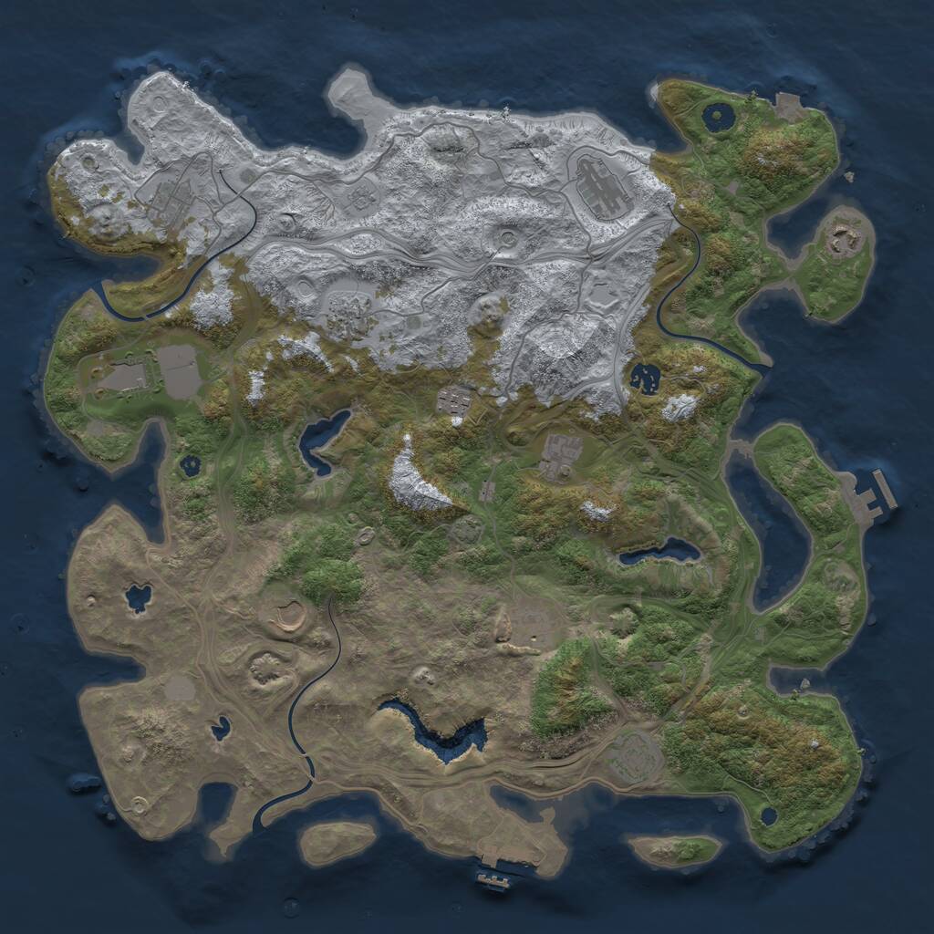 Rust Map: Procedural Map, Size: 4500, Seed: 1910436992, 17 Monuments